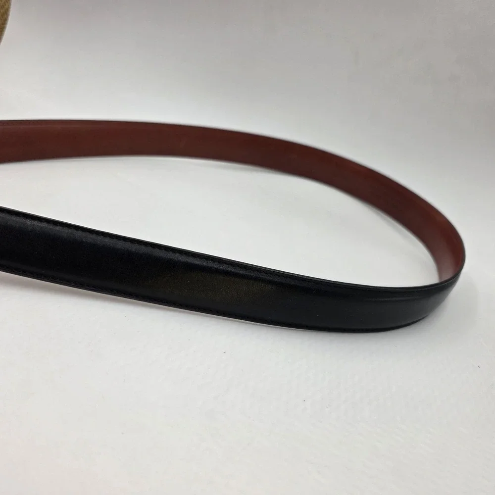 Mens Genuine Leather Belt Black Solid Brass‎ Buckle Size 46 115 USA Made